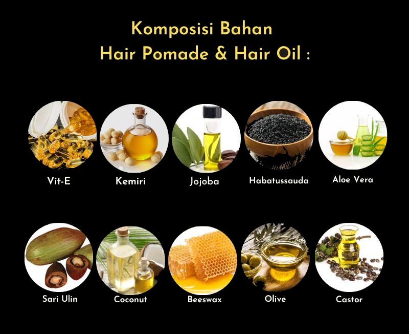 komposisi bahan vitamin e kemiri jojoba habbatusauda castor oil aloe vera VCO ulin hazelnut beeswax